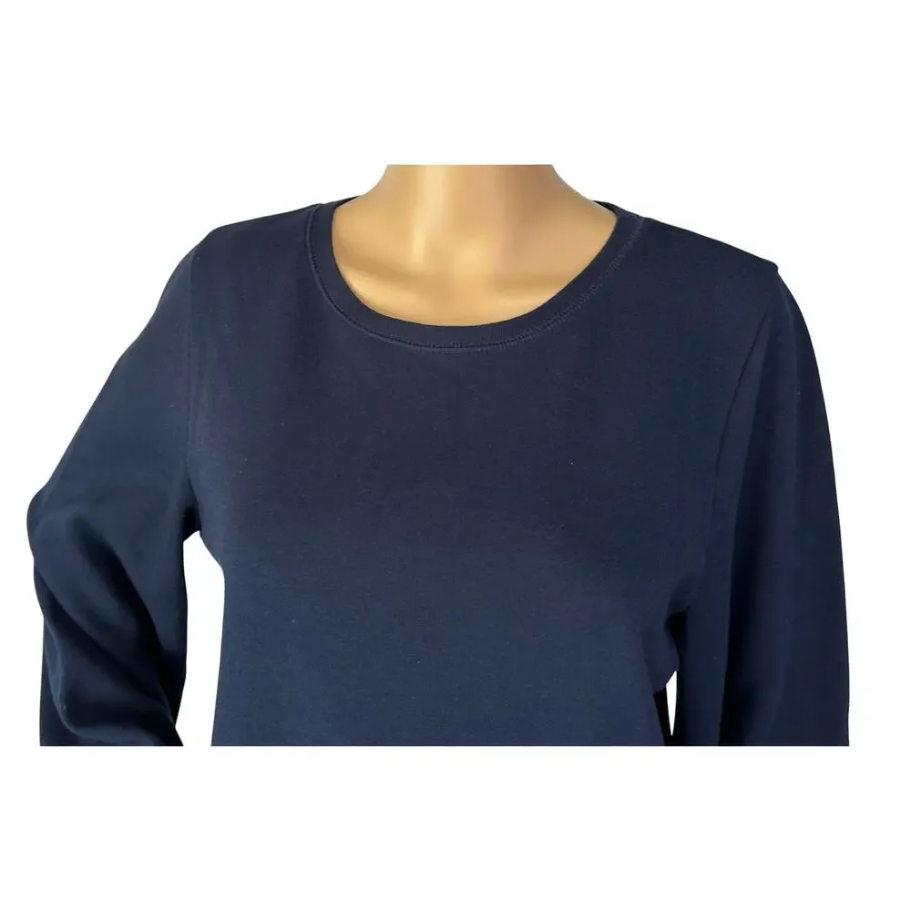 J. Crew Tie Sleeve Sweatshirt Navy Blue G8374 Size M
